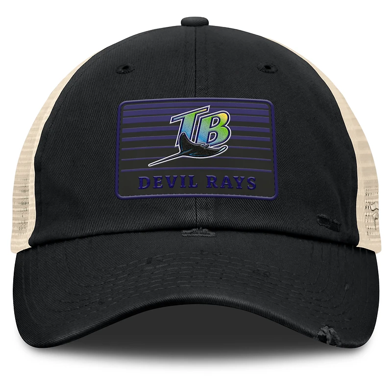 Men's Fanatics  Black/Natural Tampa Bay Rays Cooperstown Collection Eastbound Mesh Adjustable Hat