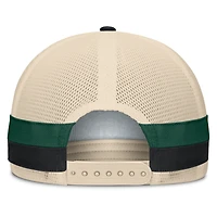 Casquette ajustable Fanatics noire/naturelle pour homme, motif Tampa Bay Rays, rayures latérales héritées