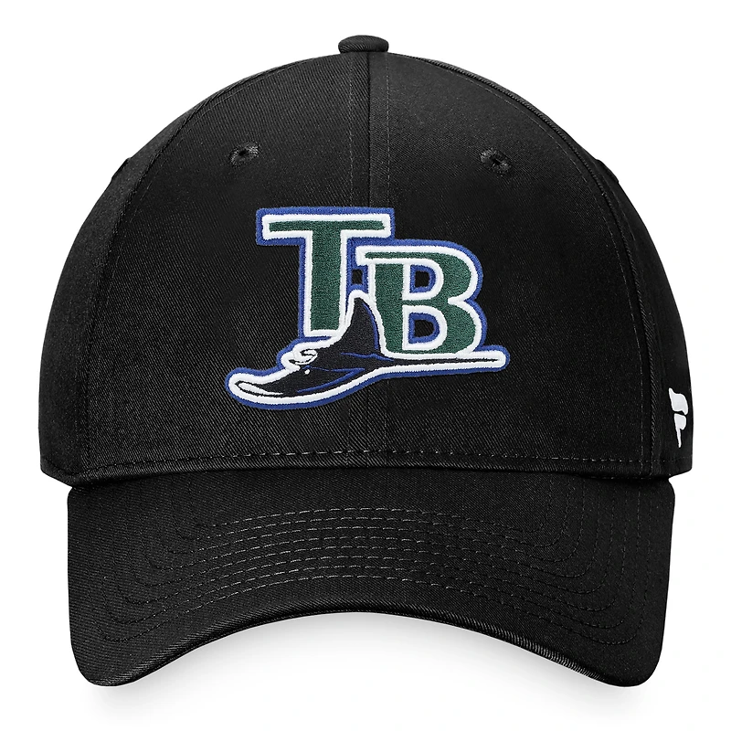 Casquette réglable noire Tampa Bay Rays Cooperstown Collection Fanatics pour hommes