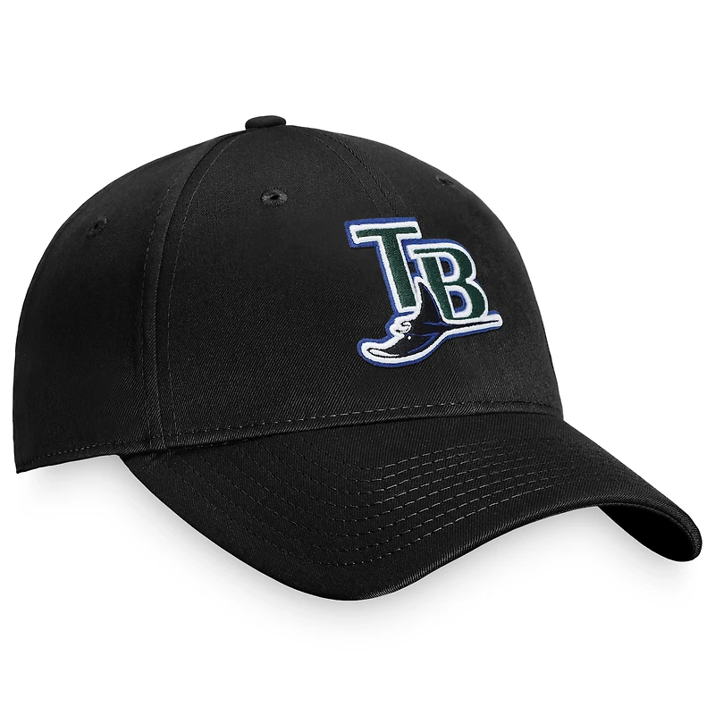 Casquette réglable noire Tampa Bay Rays Cooperstown Collection Fanatics pour hommes