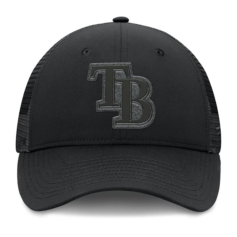 Men's Fanatics Black Tampa Bay Rays Launch Adjustable Trucker Hat