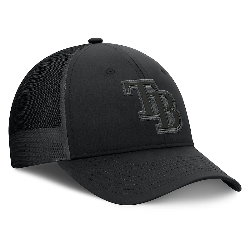 Men's Fanatics Black Tampa Bay Rays Launch Adjustable Trucker Hat