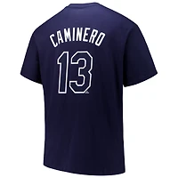 T-shirt Fanatics Junior Caminero bleu marine pour homme, grand et grand, avec nom numéro des Rays de Tampa Bay
