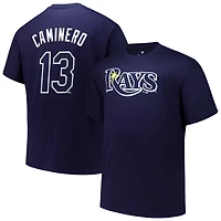 T-shirt Fanatics Junior Caminero bleu marine pour homme, grand et grand, avec nom numéro des Rays de Tampa Bay