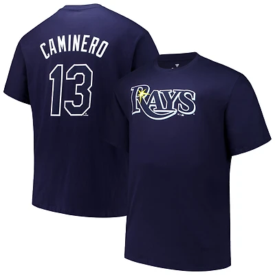 T-shirt Fanatics Junior Caminero bleu marine pour homme, grand et grand, avec nom numéro des Rays de Tampa Bay