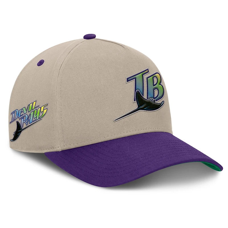 Casquette ajustable Fanatics kaki/violette Tampa Bay Rays Veteran A-Frame pour homme