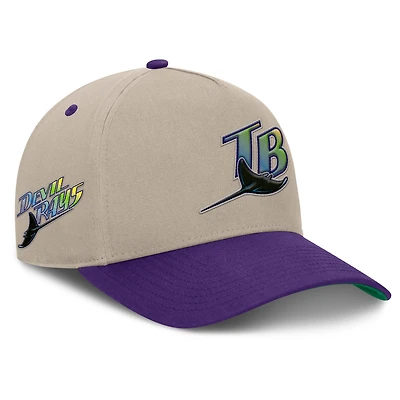 Casquette ajustable Fanatics kaki/violette Tampa Bay Rays Veteran A-Frame pour homme