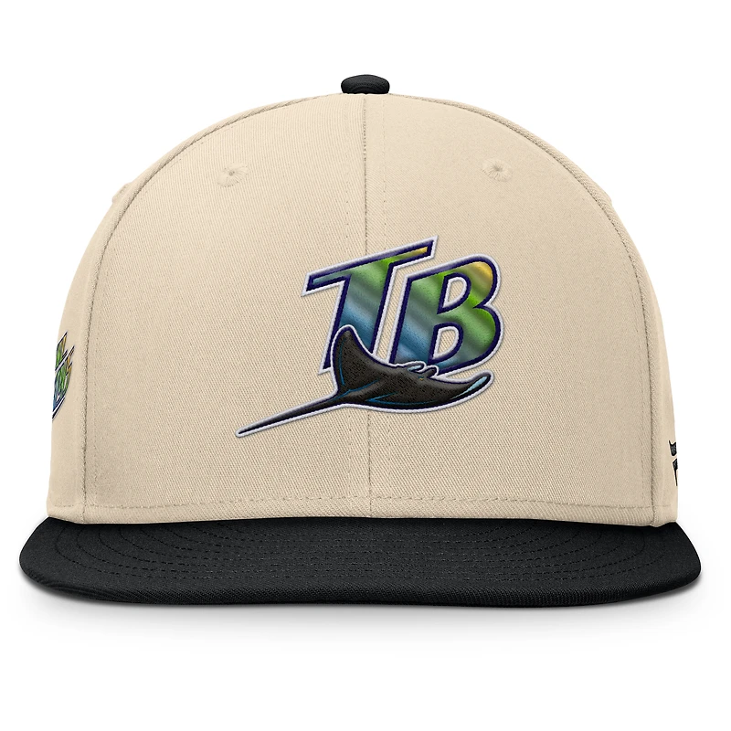 Men's Fanatics Natural/Black Tampa Bay Rays Cooperstown Collection Bounder Snapback Hat
