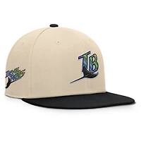 Casquette snapback Bounder Fanatics pour homme, couleur naturelle/noire, collection Cooperstown des Rays de Tampa Bay
