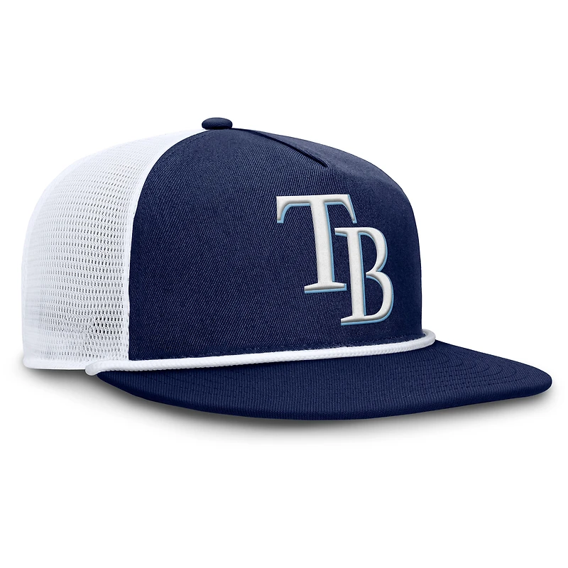 Casquette Snapback Fanatics bleu marine/blanc pour homme des Tampa Bay Rays Clubhouse Change Up