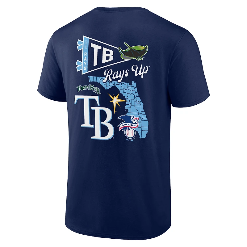 T-shirt bleu marine Fanatics Tampa Bay Rays Split Zone pour hommes