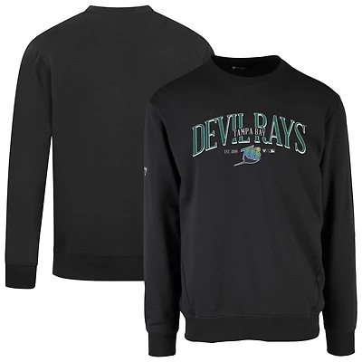 Men's Levelwear Black Tampa Bay Rays Cooperstown Collection Zane Vintage Pullover Sweatshirt