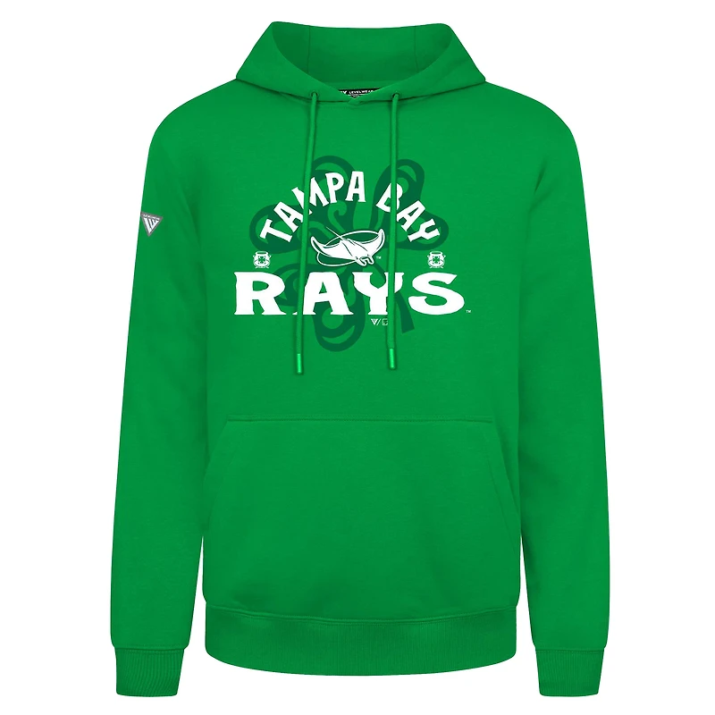 Men's Levelwear  Green Tampa Bay Rays St. Patrick's Day Podium Shamrock Pullover Hoodie