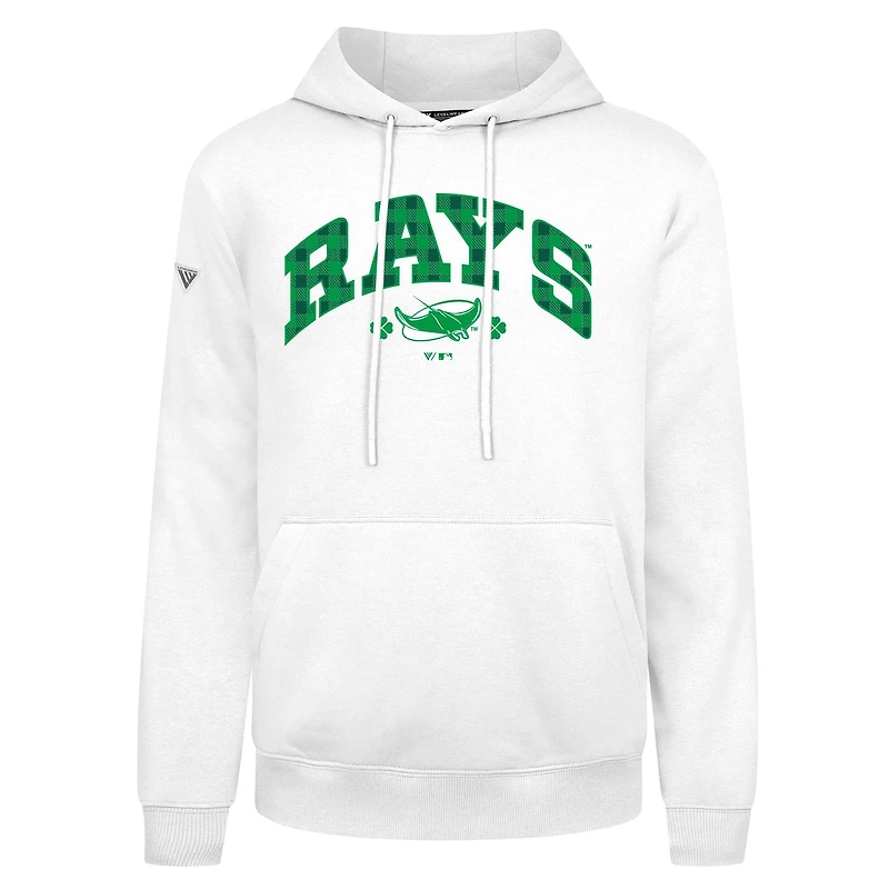 Sweat à capuche carreaux Podium de la Saint-Patrick pour homme Levelwear, blanc, Tampa Bay Rays