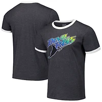 T-shirt tri-mélange Ringer Majestic Threads pour hommes, bleu marine, Tampa Bay Rays