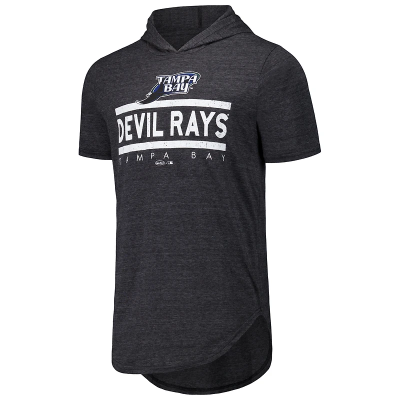 Men's Majestic Threads Black Tampa Bay Rays Tri-Blend Hoodie T-Shirt