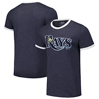 T-shirt tri-mélange Ringer Majestic Threads pour hommes, bleu marine, Tampa Bay Rays