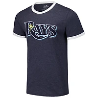 T-shirt tri-mélange Ringer Majestic Threads pour hommes, bleu marine, Tampa Bay Rays