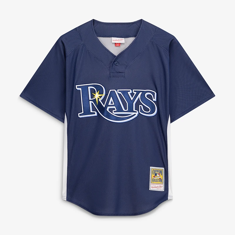 Maillot d'entraînement authentique Mitchell & Ness Evan Longoria bleu marine des Tampa Bay Rays pour homme