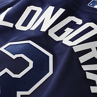 Maillot d'entraînement authentique Mitchell & Ness Evan Longoria bleu marine des Tampa Bay Rays pour homme