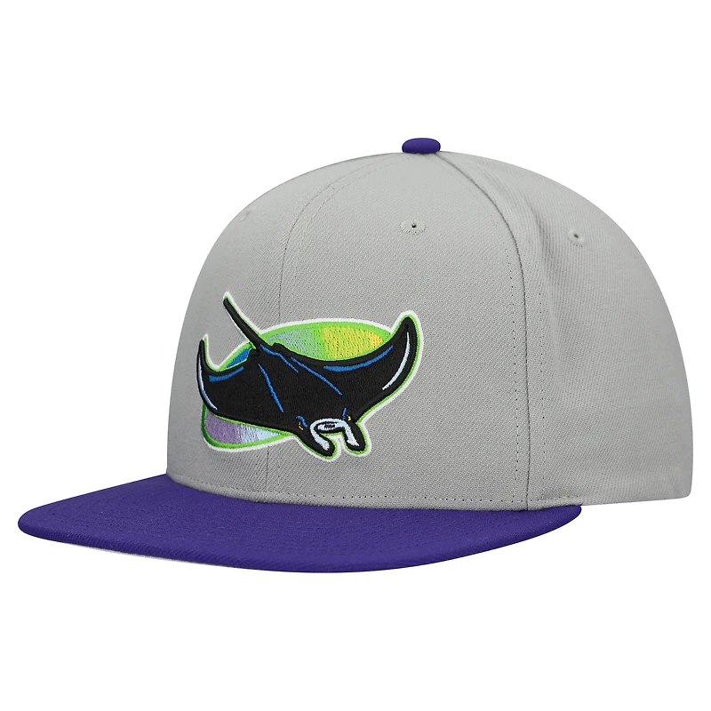 Casquette snapback basique Mitchell & Ness grise pour homme, collection Cooperstown, Tampa Bay Rays