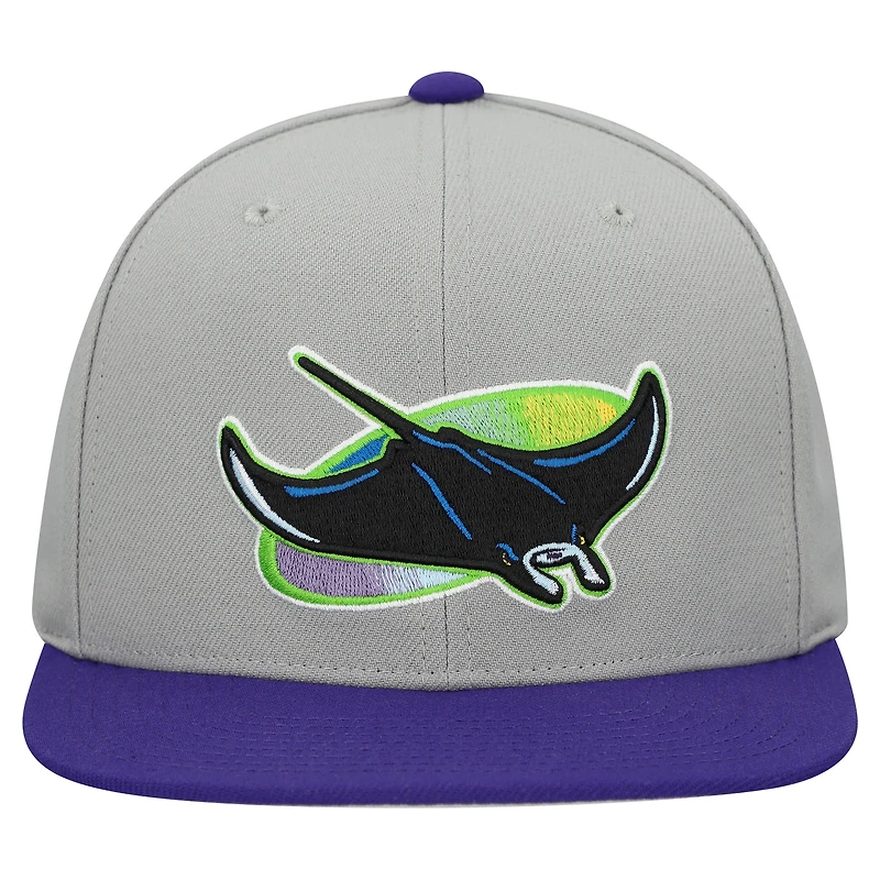 Casquette snapback basique Mitchell & Ness grise pour homme, collection Cooperstown, Tampa Bay Rays