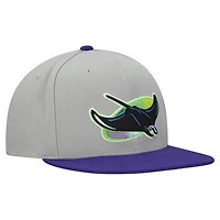 Casquette snapback basique Mitchell & Ness grise pour homme, collection Cooperstown, Tampa Bay Rays