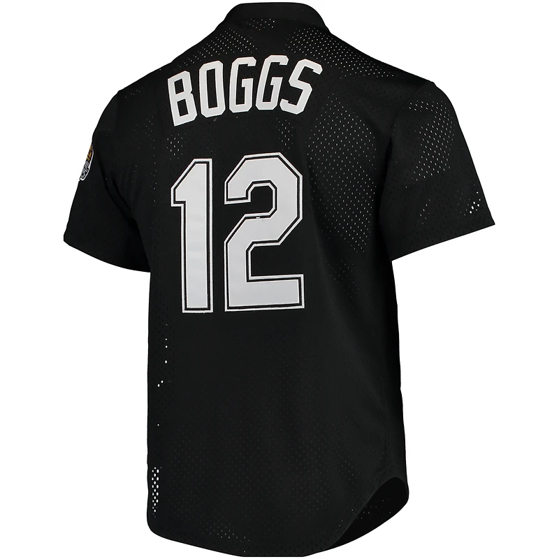 Maillot d'entraînement au bâton en maille noir Mitchell & Ness Wade Boggs pour hommes de la collection Cooperstown des Rays Tampa Bay 1991