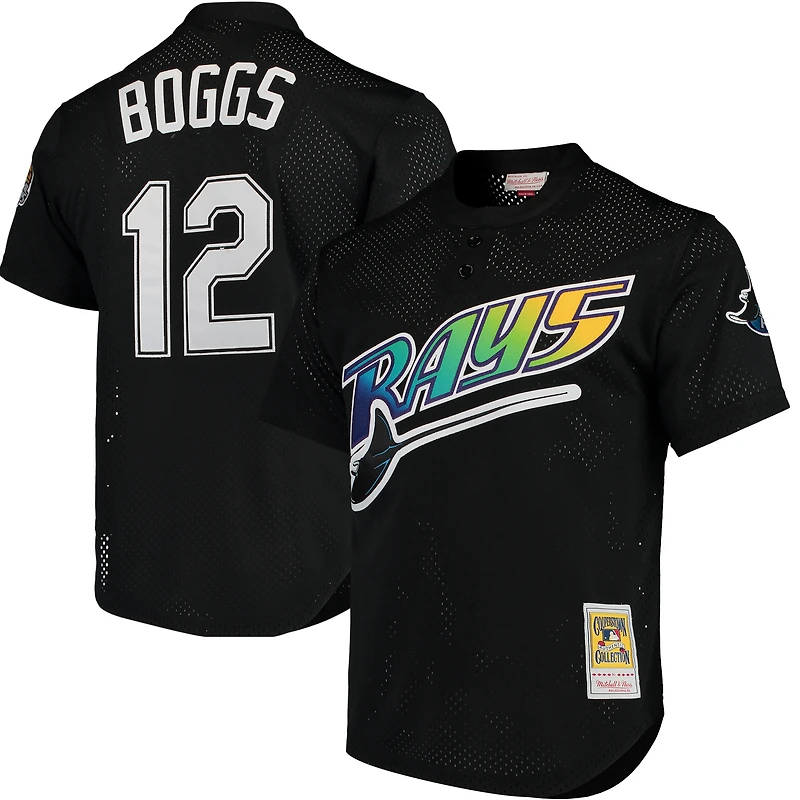 Men's Mitchell & Ness Wade Boggs Black Tampa Bay Rays Cooperstown Collection 1991 Mesh Batting Practice Jersey