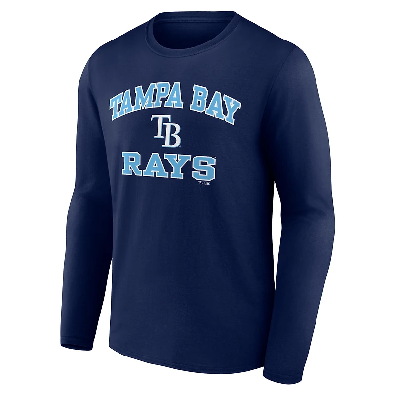 T-shirt à manches longues bleu marine pour homme, motif Heart & Soul des Tampa Bay Rays