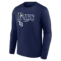 Men's  Navy Tampa Bay Rays Team Lockup Long Sleeve T-Shirt