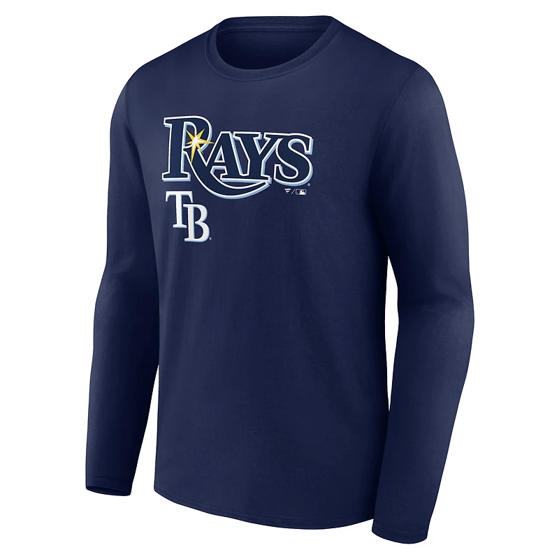 Men's Navy Tampa Bay Rays Team Lockup Long Sleeve T-Shirt