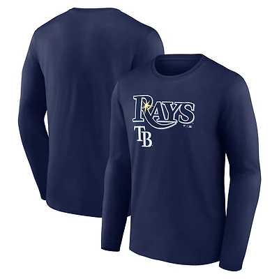 Men's Navy Tampa Bay Rays Team Lockup Long Sleeve T-Shirt