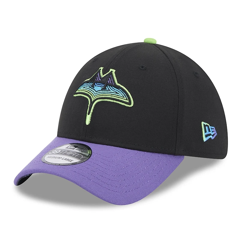 Casquette Flex Fit 39THIRTY New Era pour hommes, noire, Tampa Bay Rays 2024 City Connect