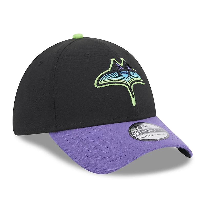 Casquette Flex Fit 39THIRTY New Era pour hommes, noire, Tampa Bay Rays 2024 City Connect