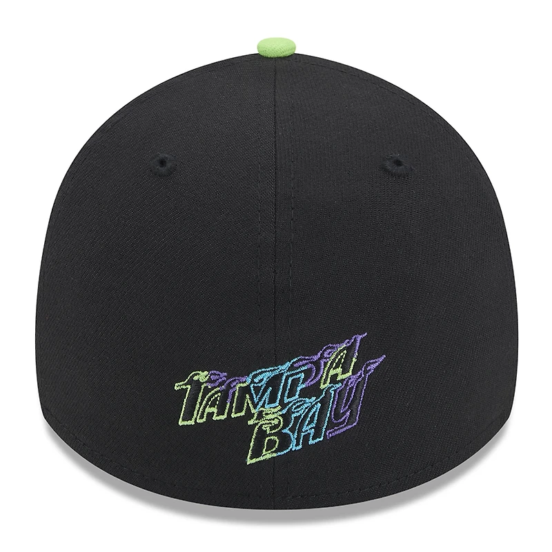 Casquette Flex Fit 39THIRTY New Era pour hommes, noire, Tampa Bay Rays 2024 City Connect