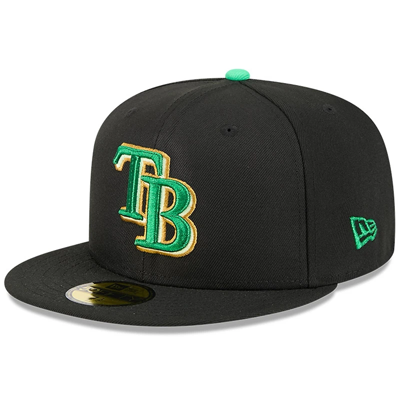 Casquette ajustée New Era noire Tampa Bay Rays 2026 Saint-Patrick 59FIFTY pour homme