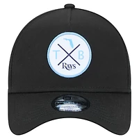 Casquette ajustable New Era 9FORTY A-Frame noire des Tampa Bay Rays pour homme