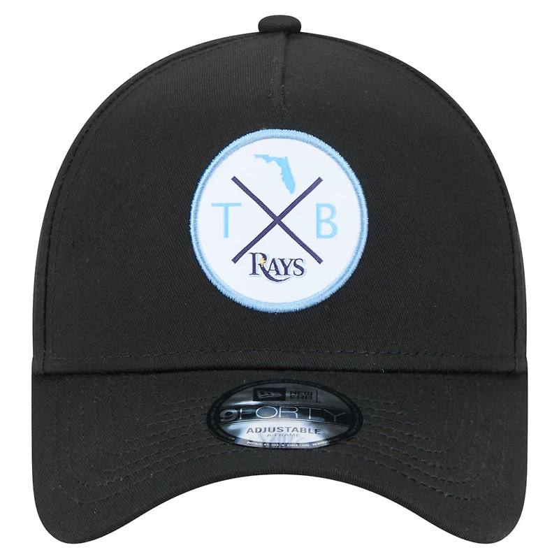 Men's New Era Black Tampa Bay Rays 9FORTY A-Frame Adjustable Hat