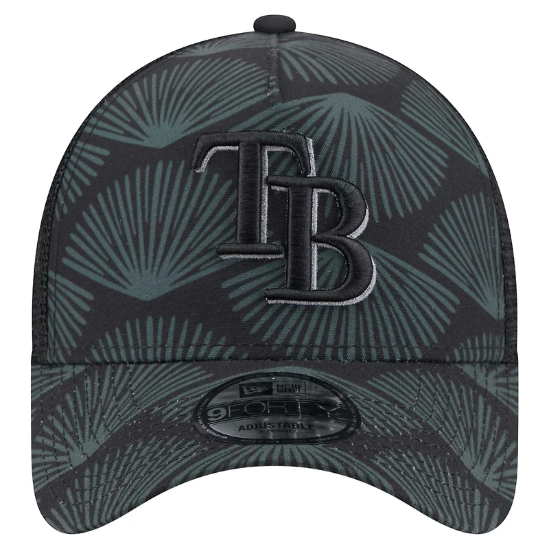 Casquette ajustable New Era 9FORTY A-Frame Trucker noire des Tampa Bay Rays pour homme