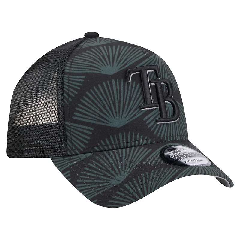 Casquette ajustable New Era 9FORTY A-Frame Trucker noire des Tampa Bay Rays pour homme