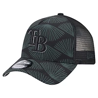 Casquette ajustable New Era 9FORTY A-Frame Trucker noire des Tampa Bay Rays pour homme
