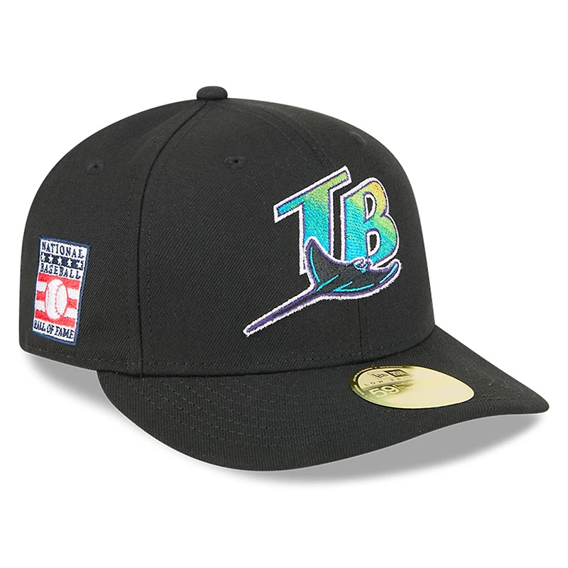 Casquette ajustée à profil bas 59FIFTY noire New Era pour homme, modèle Temple de la renommée du baseball des Rays Tampa Bay