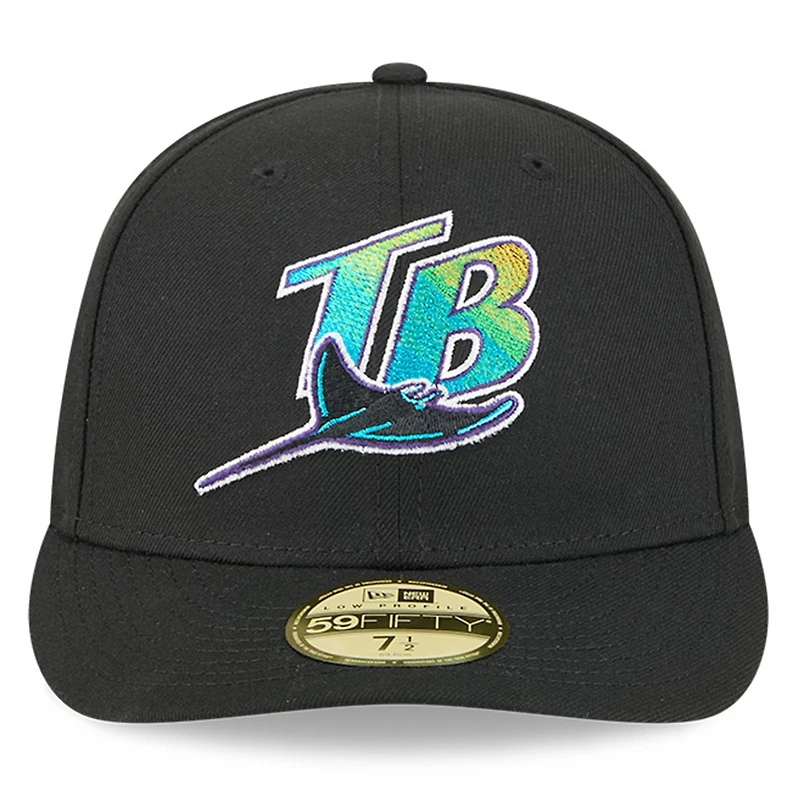 Casquette ajustée à profil bas 59FIFTY noire New Era pour homme, modèle Temple de la renommée du baseball des Rays Tampa Bay