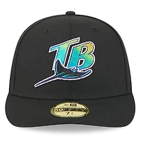 Casquette ajustée à profil bas 59FIFTY noire New Era pour homme, modèle Temple de la renommée du baseball des Rays Tampa Bay