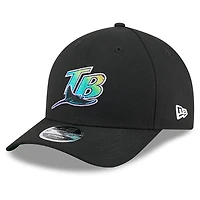 Casquette ajustable New Era noire 9FORTY M-Crown pour homme, style Temple de la renommée du baseball des Rays de Tampa Bay
