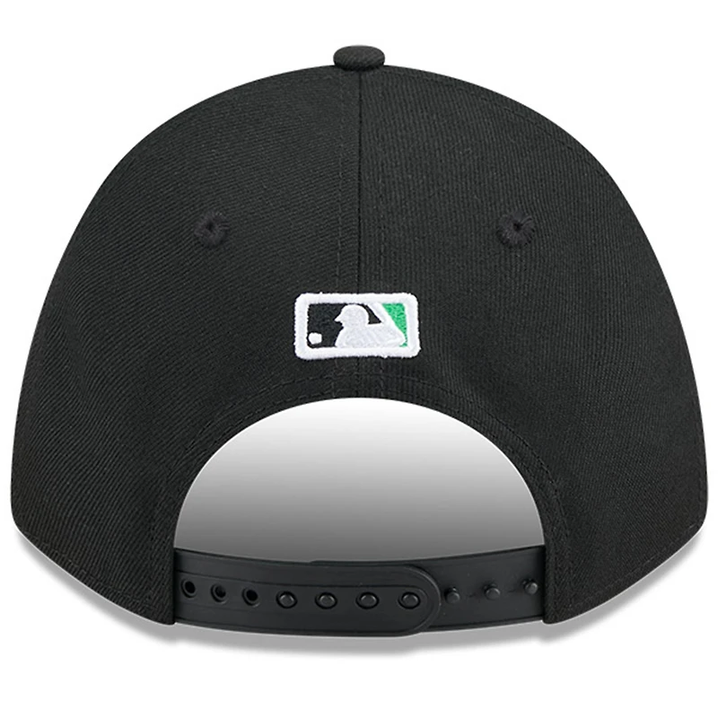 Casquette ajustable New Era noire 9FORTY M-Crown pour homme, style Temple de la renommée du baseball des Rays de Tampa Bay