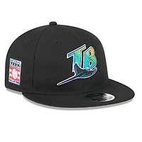 Casquette ajustable New Era noire 9FIFTY pour homme, motif rétro du Temple de la renommée baseball des Rays Tampa Bay