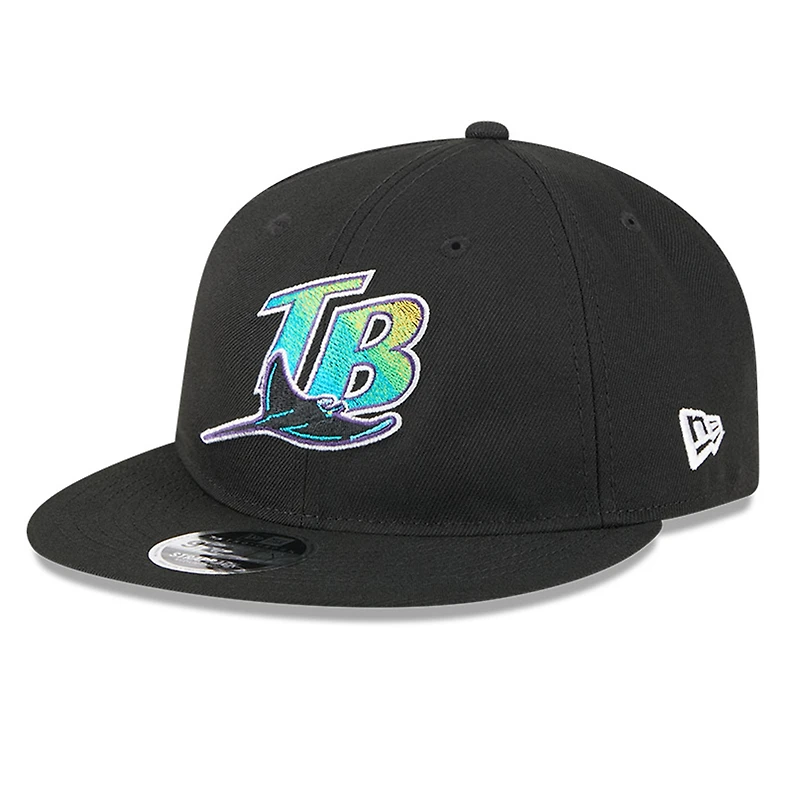 Casquette ajustable New Era noire 9FIFTY pour homme, motif rétro du Temple de la renommée baseball des Rays Tampa Bay