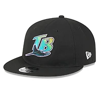 Casquette ajustable New Era noire 9FIFTY pour homme, motif rétro du Temple de la renommée baseball des Rays Tampa Bay